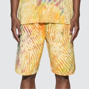 Adidas x Pharrell Williams HU Shorts Mens Large Yellow AOP Graphic Casual Size S